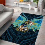 Custom Gold Coast Titans Area Rug Titan Warrior Polynesia Islander Rugby Mascot