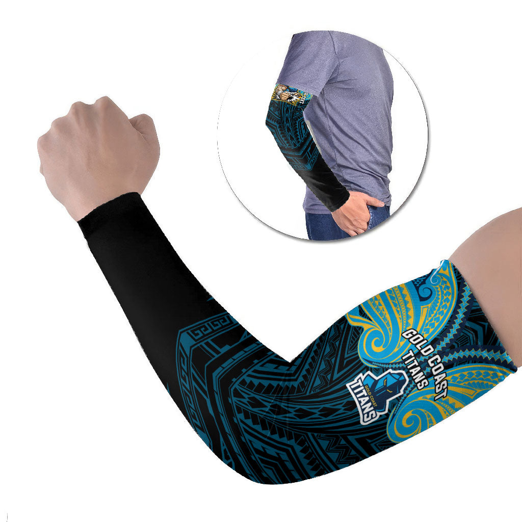 Custom Gold Coast Titans Arm Sleeves Titan Warrior Polynesia Islander Rugby Mascot