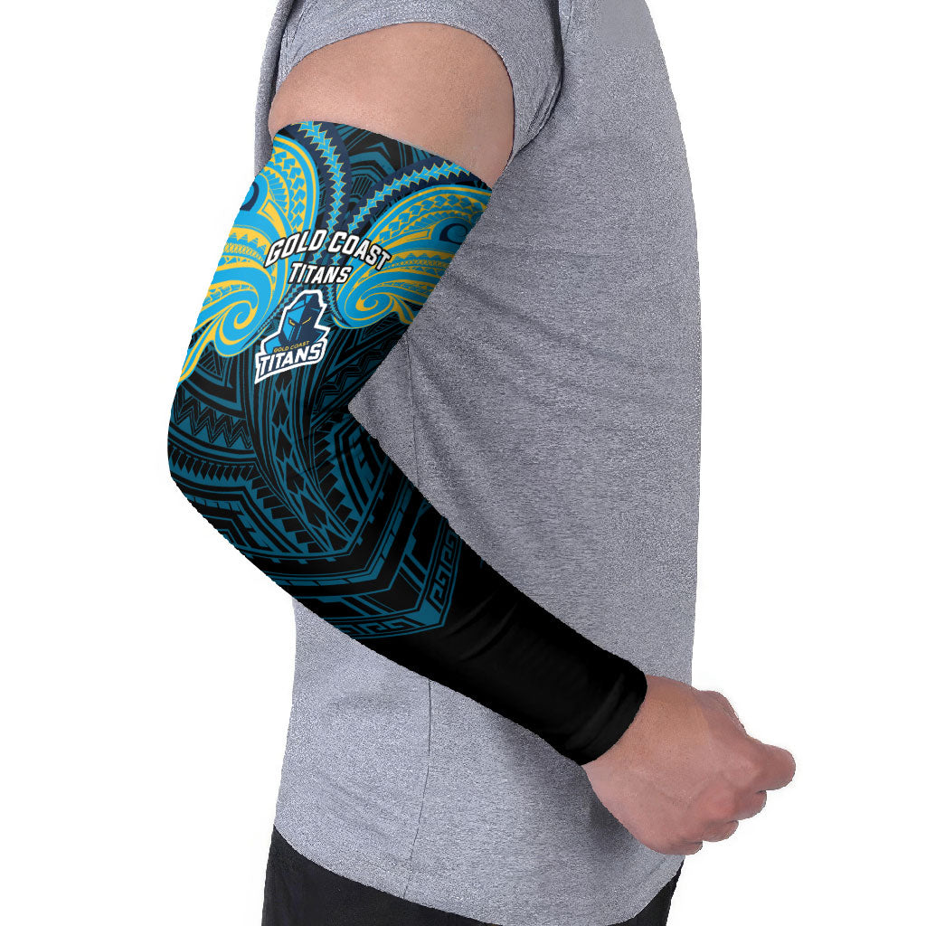 Custom Gold Coast Titans Arm Sleeves Titan Warrior Polynesia Islander Rugby Mascot