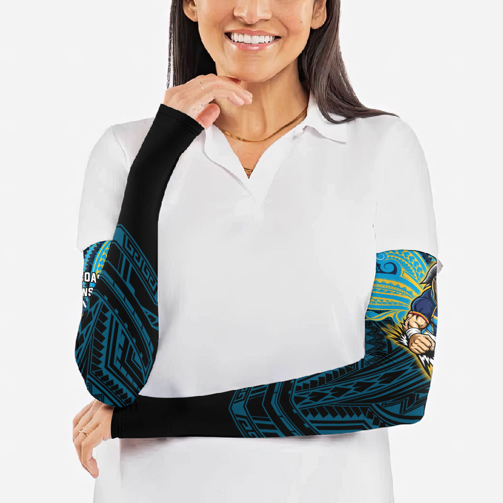 Custom Gold Coast Titans Arm Sleeves Titan Warrior Polynesia Islander Rugby Mascot