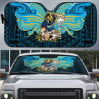Custom Gold Coast Titans Auto Sun Shade Titan Warrior Polynesia Islander Rugby Mascot
