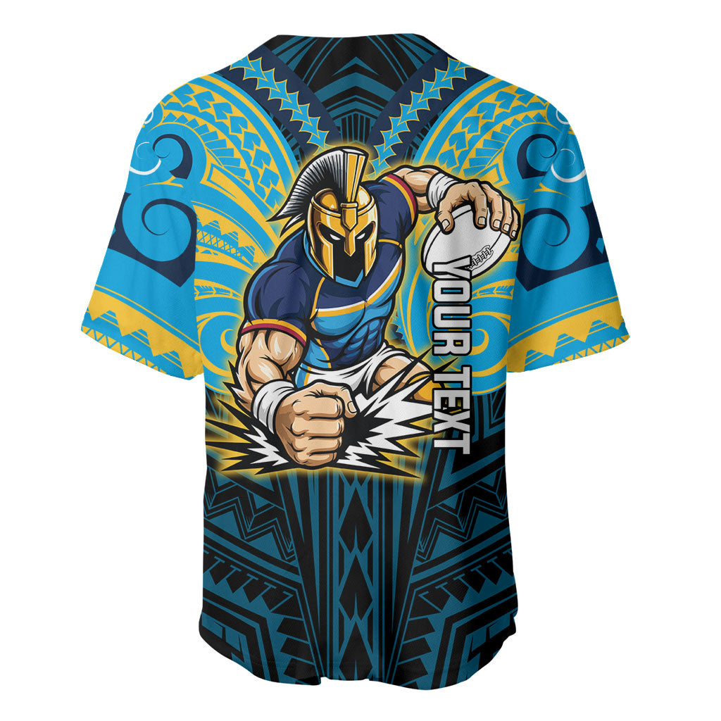 Custom Gold Coast Titans Baseball Jersey Titan Warrior Polynesia Islander Rugby Mascot