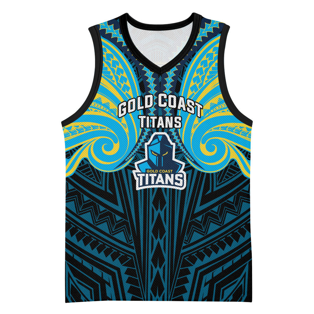 Custom Gold Coast Titans Basketball Jersey Titan Warrior Polynesia Islander Rugby Mascot