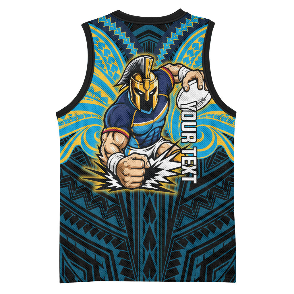 Custom Gold Coast Titans Basketball Jersey Titan Warrior Polynesia Islander Rugby Mascot