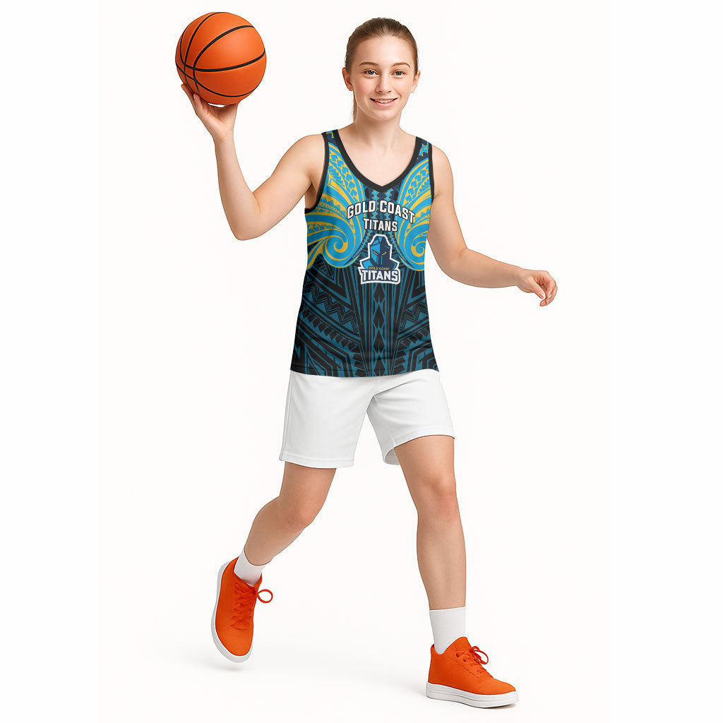 Custom Gold Coast Titans Basketball Jersey Titan Warrior Polynesia Islander Rugby Mascot