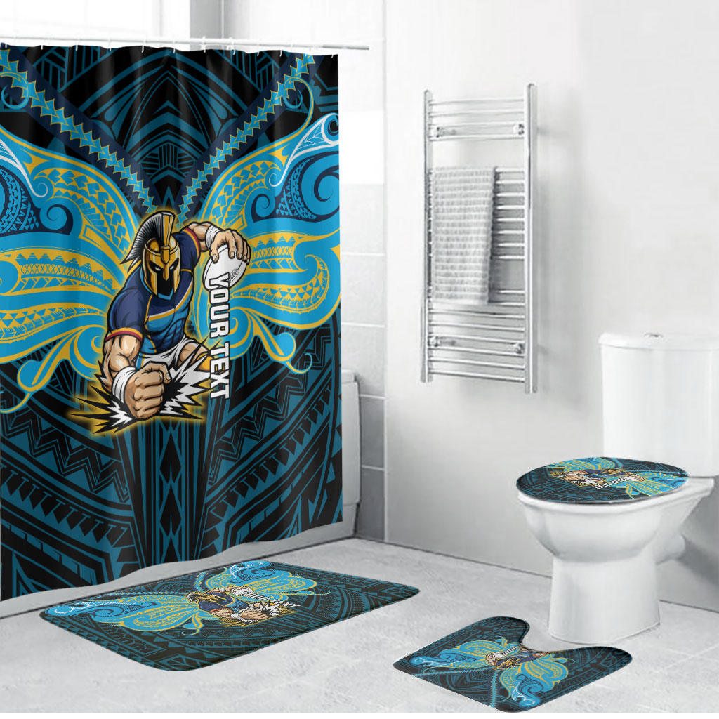 Custom Gold Coast Titans Bathroom Set Titan Warrior Polynesia Islander Rugby Mascot