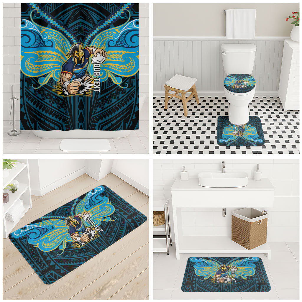 Custom Gold Coast Titans Bathroom Set Titan Warrior Polynesia Islander Rugby Mascot