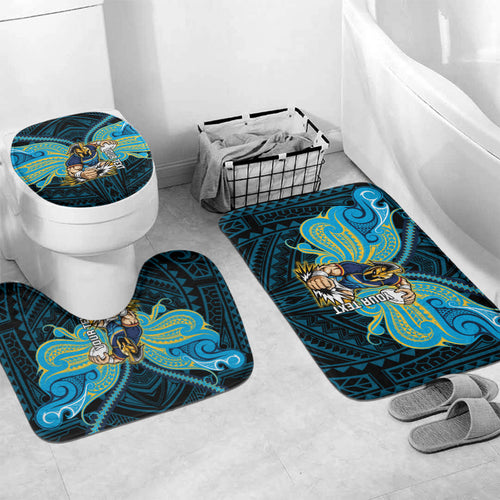 Custom Gold Coast Titans Bathroom Set Titan Warrior Polynesia Islander Rugby Mascot