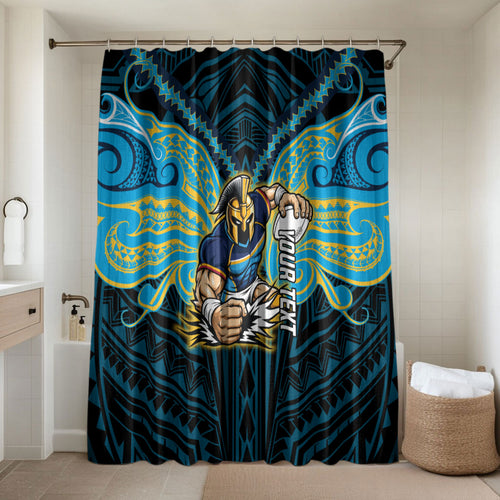 Custom Gold Coast Titans Bathroom Set Titan Warrior Polynesia Islander Rugby Mascot
