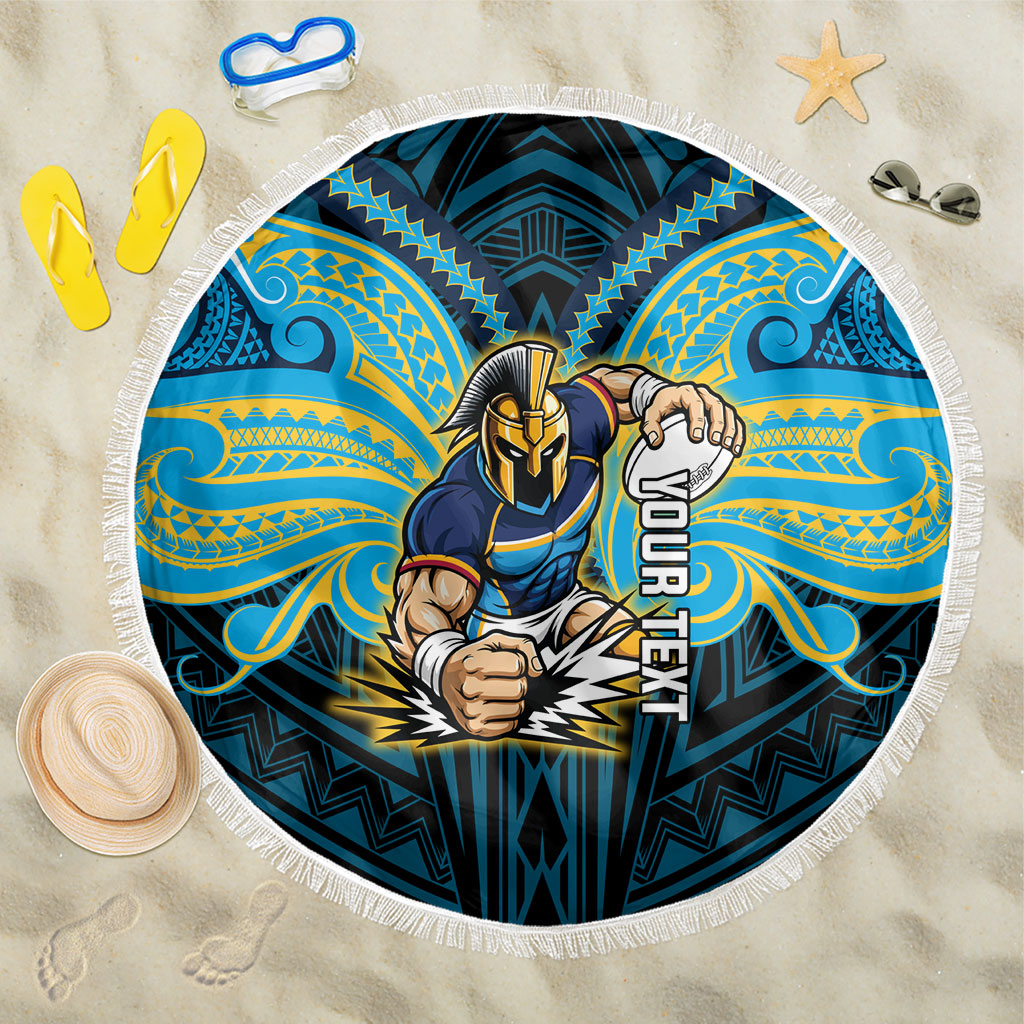 Custom Gold Coast Titans Beach Blanket Titan Warrior Polynesia Islander Rugby Mascot