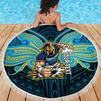 Custom Gold Coast Titans Beach Blanket Titan Warrior Polynesia Islander Rugby Mascot