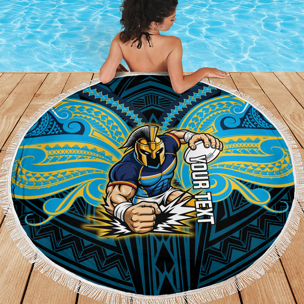 Custom Gold Coast Titans Beach Blanket Titan Warrior Polynesia Islander Rugby Mascot