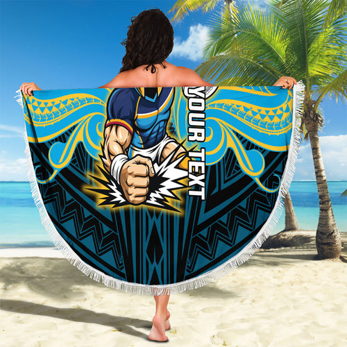 Custom Gold Coast Titans Beach Blanket Titan Warrior Polynesia Islander Rugby Mascot