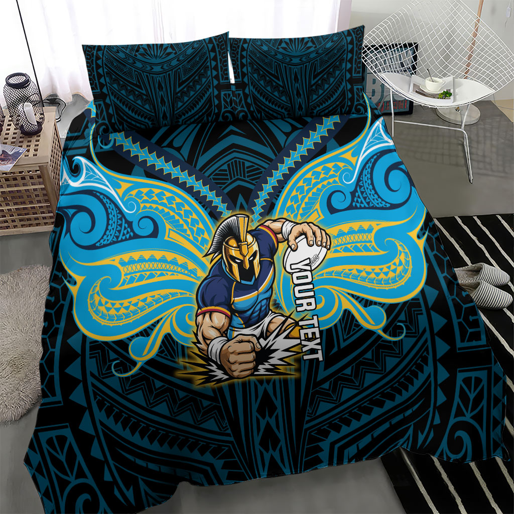 Custom Gold Coast Titans Bedding Set Titan Warrior Polynesia Islander Rugby Mascot