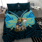 Custom Gold Coast Titans Bedding Set Titan Warrior Polynesia Islander Rugby Mascot
