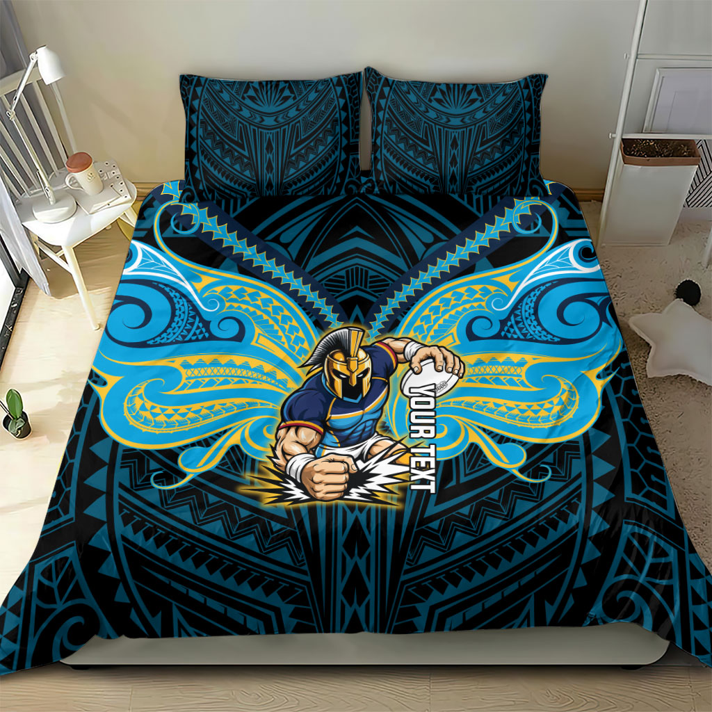 Custom Gold Coast Titans Bedding Set Titan Warrior Polynesia Islander Rugby Mascot