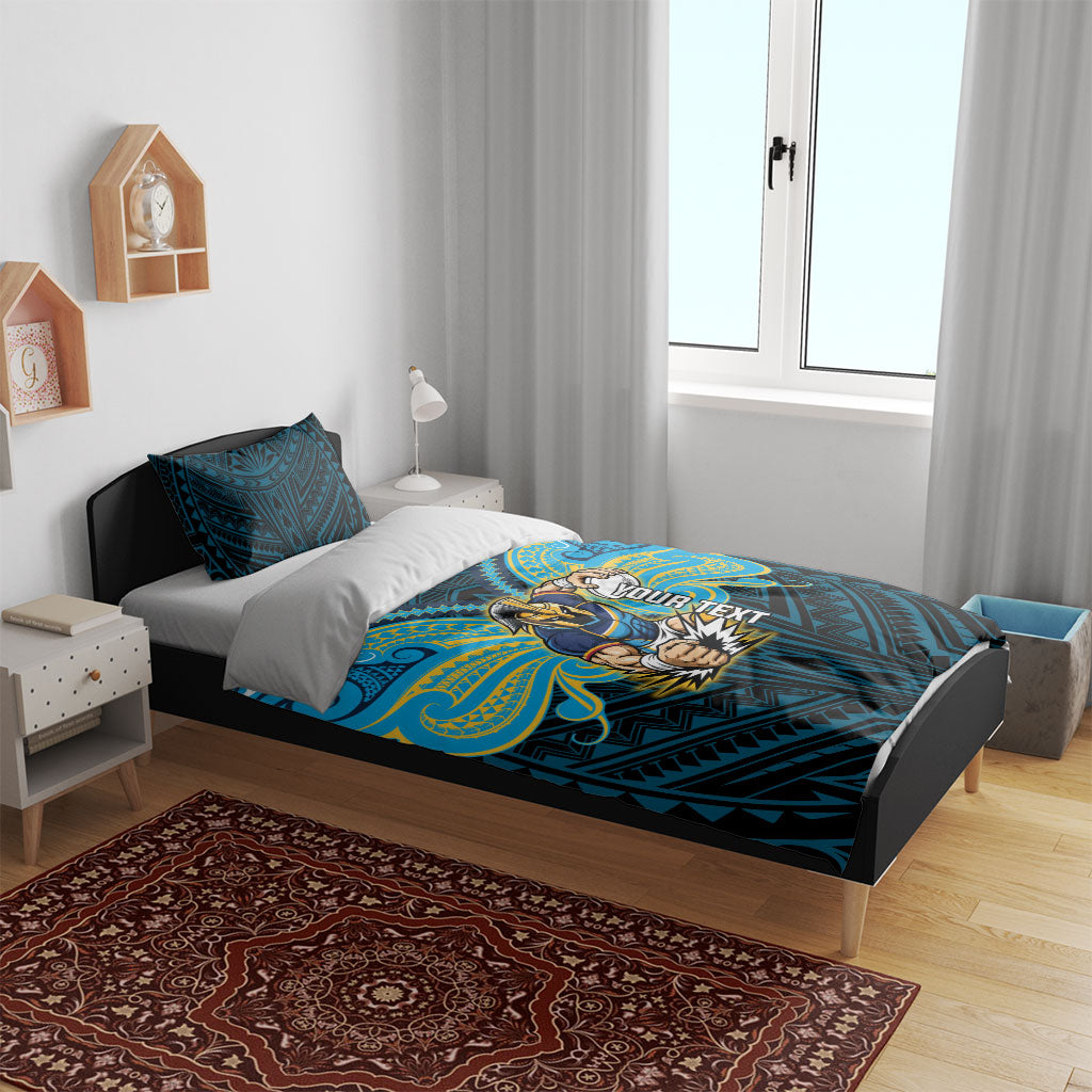 Custom Gold Coast Titans Bedding Set Titan Warrior Polynesia Islander Rugby Mascot