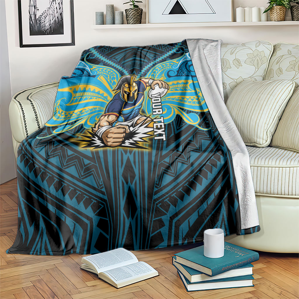 Custom Gold Coast Titans Blanket Titan Warrior Polynesia Islander Rugby Mascot