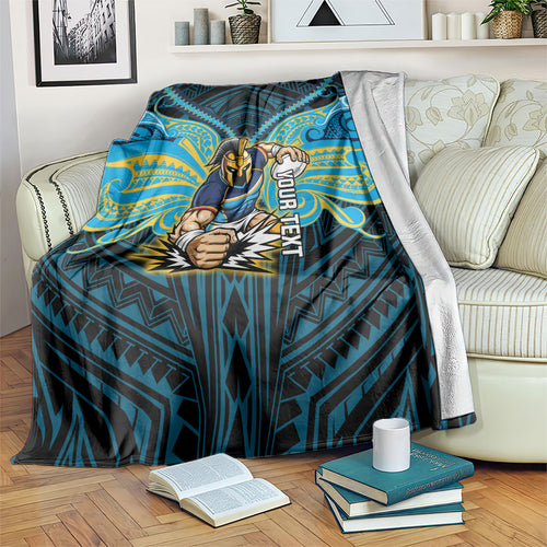 Custom Gold Coast Titans Blanket Titan Warrior Polynesia Islander Rugby Mascot