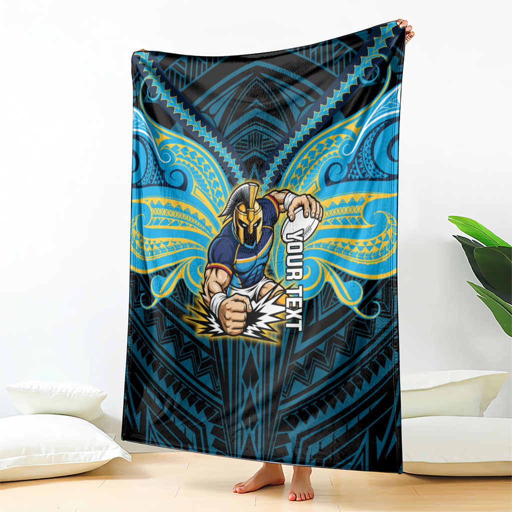 Custom Gold Coast Titans Blanket Titan Warrior Polynesia Islander Rugby Mascot