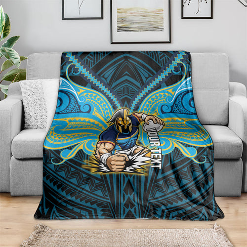 Custom Gold Coast Titans Blanket Titan Warrior Polynesia Islander Rugby Mascot