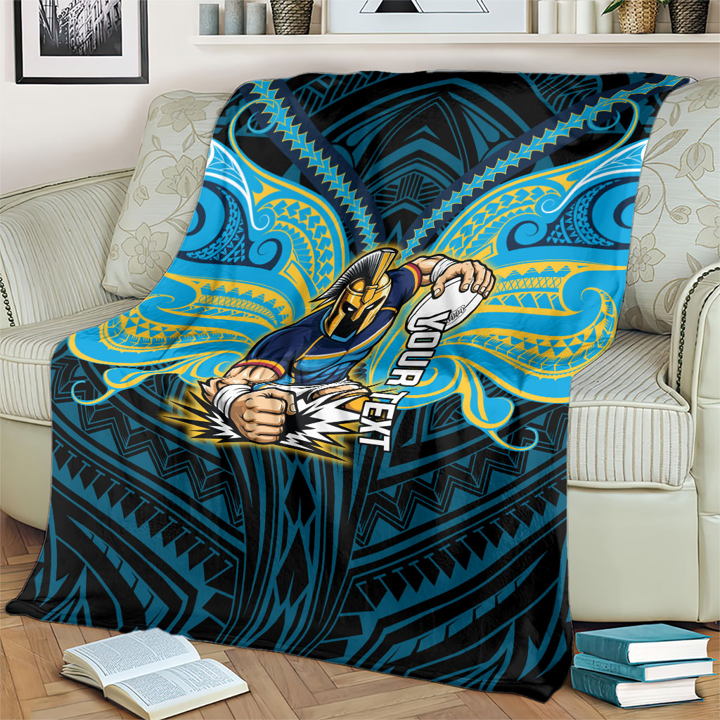 Custom Gold Coast Titans Blanket Titan Warrior Polynesia Islander Rugby Mascot