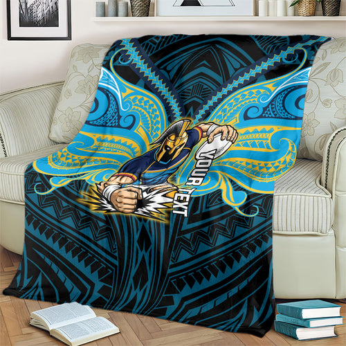 Custom Gold Coast Titans Blanket Titan Warrior Polynesia Islander Rugby Mascot