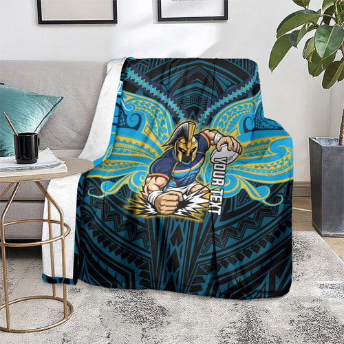 Custom Gold Coast Titans Blanket Titan Warrior Polynesia Islander Rugby Mascot