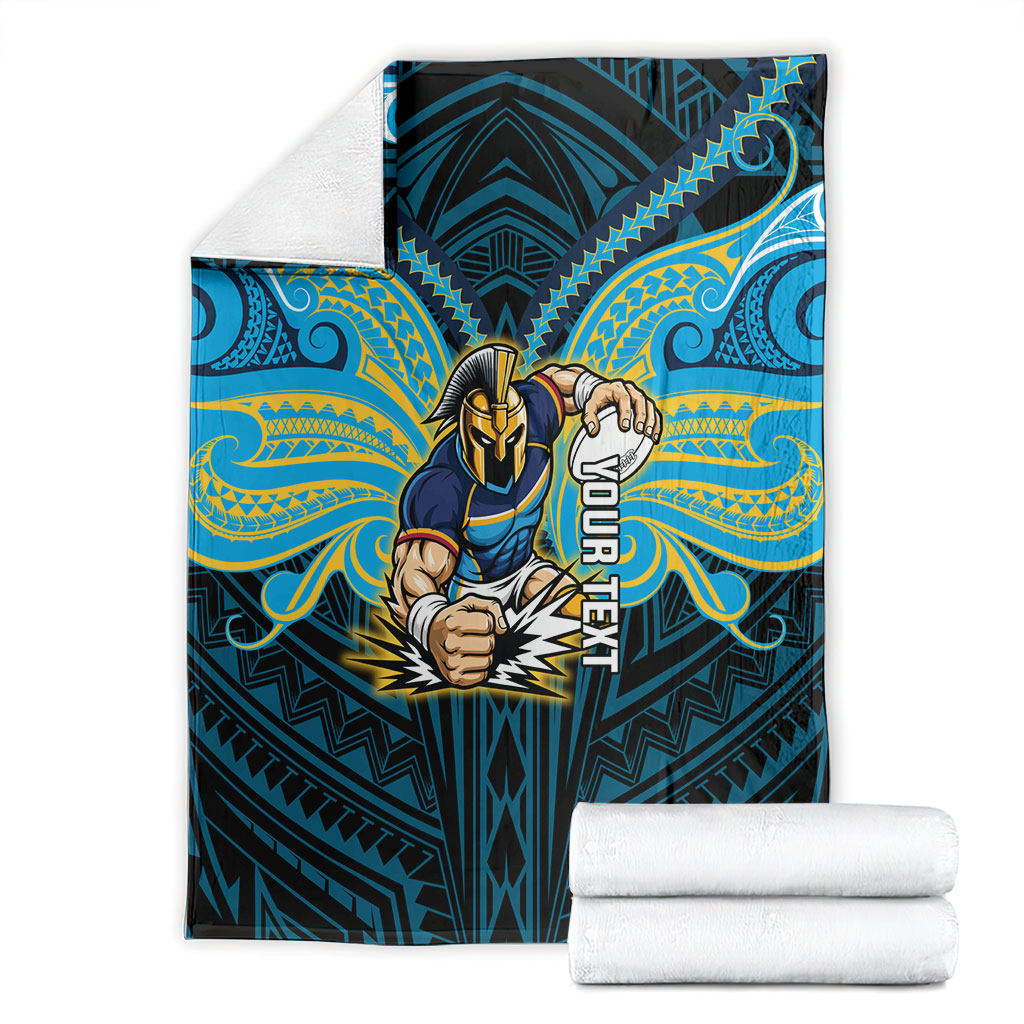 Custom Gold Coast Titans Blanket Titan Warrior Polynesia Islander Rugby Mascot