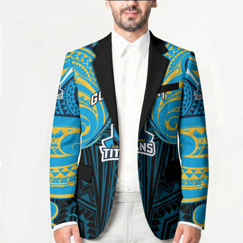 Custom Gold Coast Titans Blazer Titan Warrior Polynesia Islander Rugby Mascot