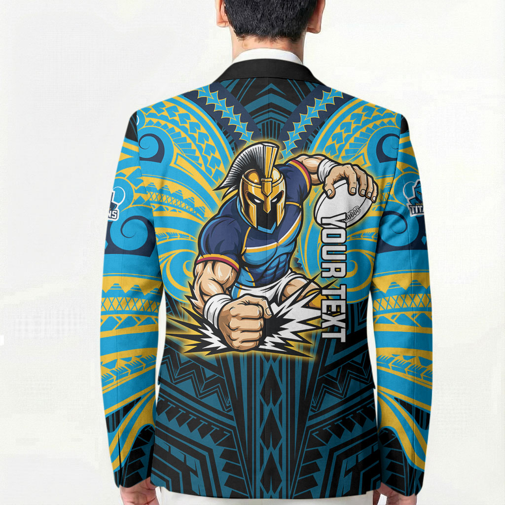 Custom Gold Coast Titans Blazer Titan Warrior Polynesia Islander Rugby Mascot