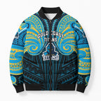 Custom Gold Coast Titans Bomber Puffer Jacket Titan Warrior Polynesia Islander Rugby Mascot