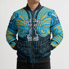 Custom Gold Coast Titans Bomber Puffer Jacket Titan Warrior Polynesia Islander Rugby Mascot