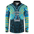 Custom Gold Coast Titans Button Sweatshirt Titan Warrior Polynesia Islander Rugby Mascot