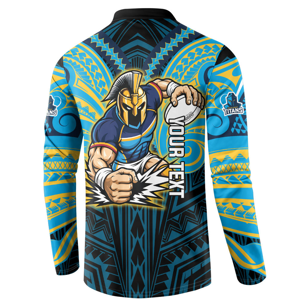 Custom Gold Coast Titans Button Sweatshirt Titan Warrior Polynesia Islander Rugby Mascot