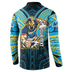 Custom Gold Coast Titans Button Sweatshirt Titan Warrior Polynesia Islander Rugby Mascot