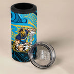 Custom Gold Coast Titans 4 in 1 Can Cooler Tumbler Titan Warrior Polynesia Islander Rugby Mascot