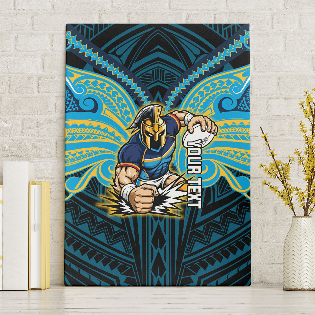 Custom Gold Coast Titans Canvas Wall Art Titan Warrior Polynesia Islander Rugby Mascot
