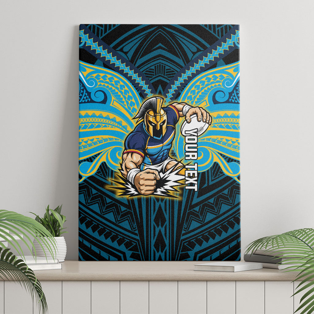 Custom Gold Coast Titans Canvas Wall Art Titan Warrior Polynesia Islander Rugby Mascot