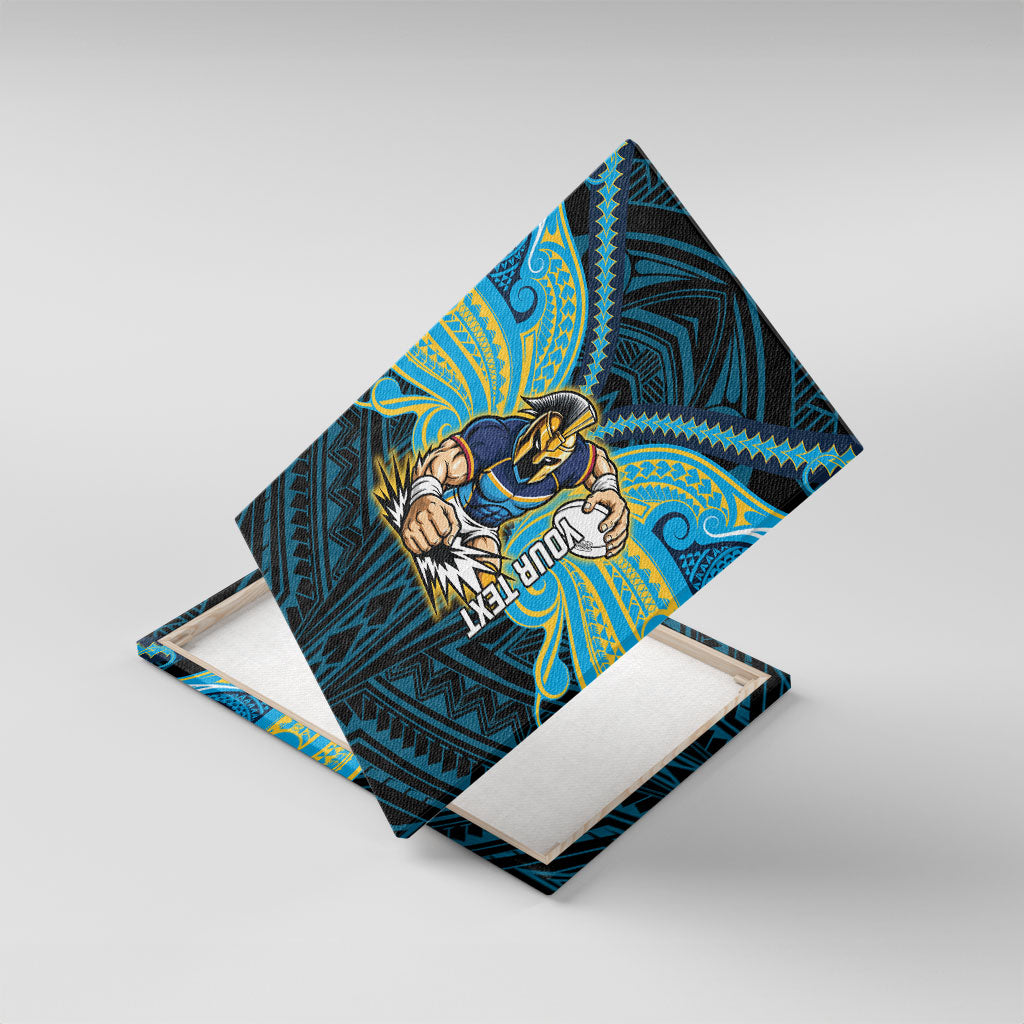Custom Gold Coast Titans Canvas Wall Art Titan Warrior Polynesia Islander Rugby Mascot