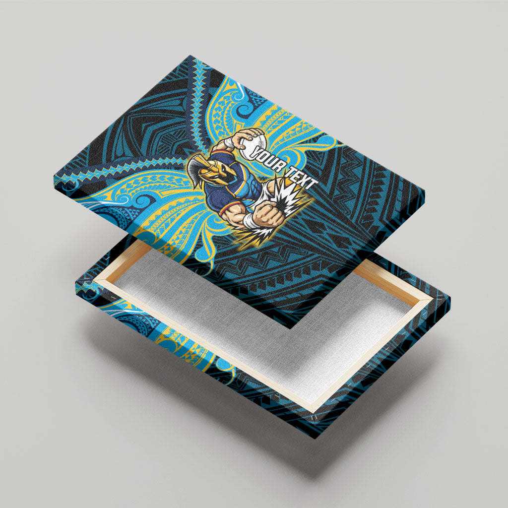 Custom Gold Coast Titans Canvas Wall Art Titan Warrior Polynesia Islander Rugby Mascot