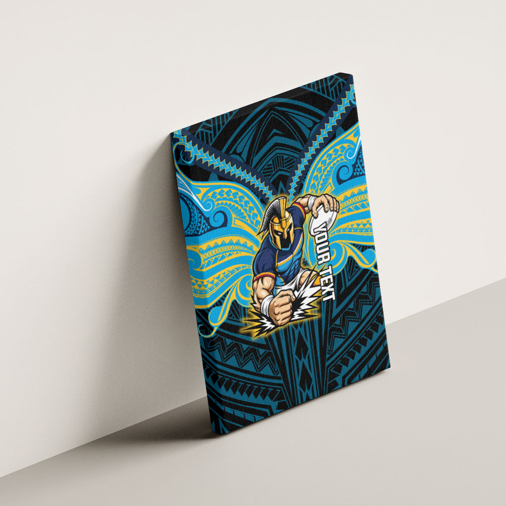 Custom Gold Coast Titans Canvas Wall Art Titan Warrior Polynesia Islander Rugby Mascot