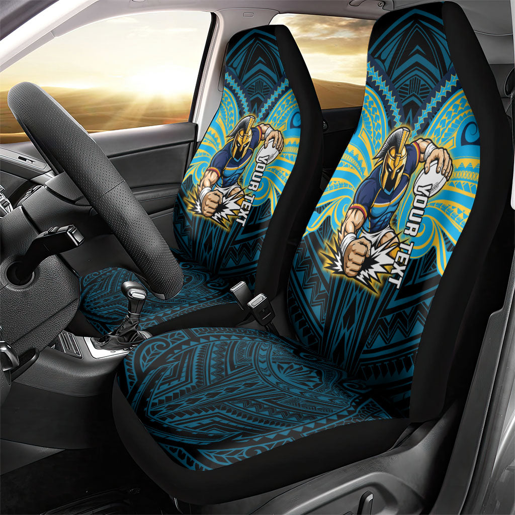 Custom Gold Coast Titans Car Seat Cover Titan Warrior Polynesia Islander Rugby Mascot