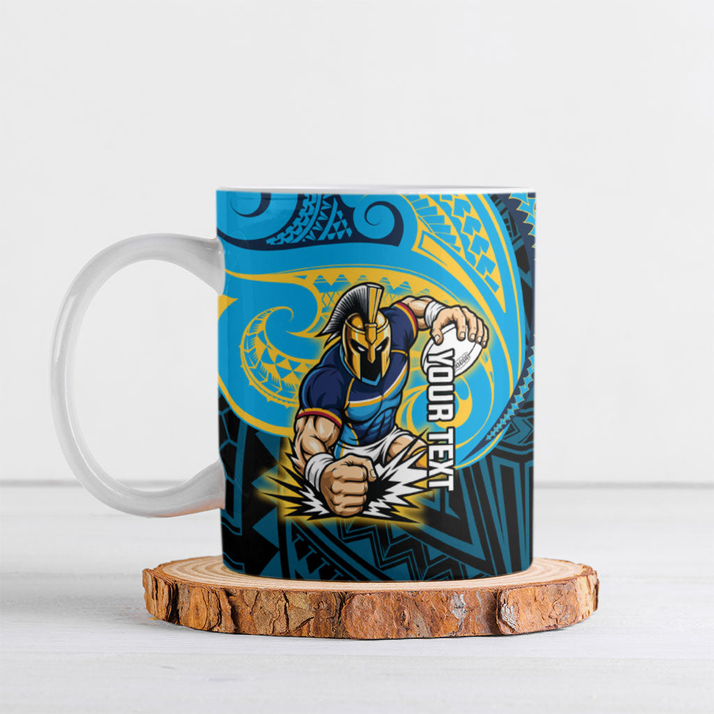 Custom Gold Coast Titans Ceramic Mug Titan Warrior Polynesia Islander Rugby Mascot