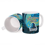 Custom Gold Coast Titans Ceramic Mug Titan Warrior Polynesia Islander Rugby Mascot