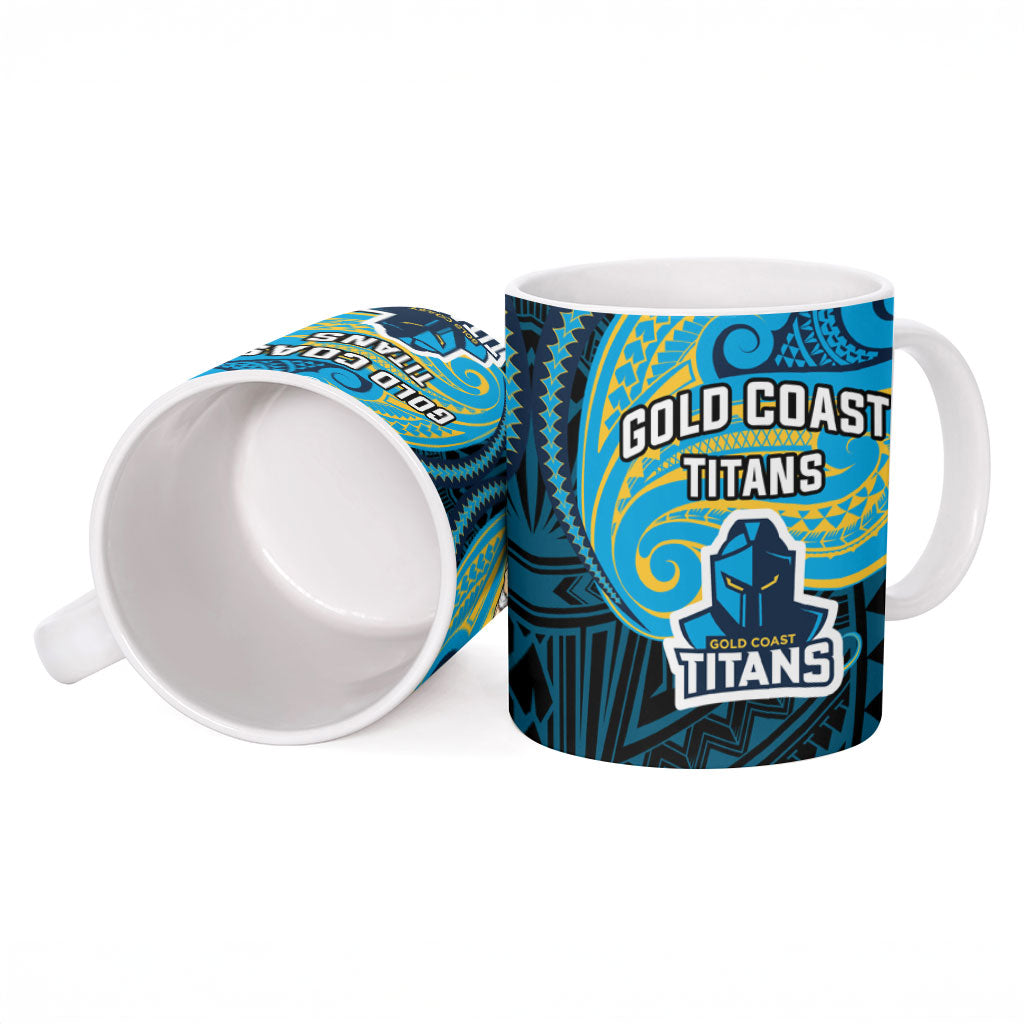Custom Gold Coast Titans Ceramic Mug Titan Warrior Polynesia Islander Rugby Mascot