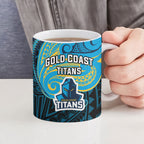Custom Gold Coast Titans Ceramic Mug Titan Warrior Polynesia Islander Rugby Mascot