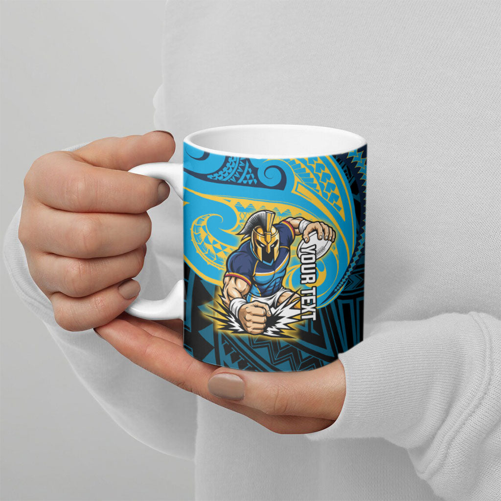 Custom Gold Coast Titans Ceramic Mug Titan Warrior Polynesia Islander Rugby Mascot