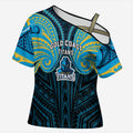 Custom Gold Coast Titans Cross Shoulder Shirt Titan Warrior Polynesia Islander Rugby Mascot