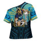 Custom Gold Coast Titans Cross Shoulder Shirt Titan Warrior Polynesia Islander Rugby Mascot